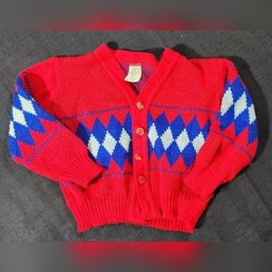 Vintage 1980's cardigan with argyle print.